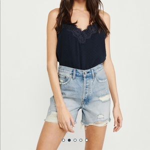 Abercrombie High Rise Mid-Length Denim Shorts